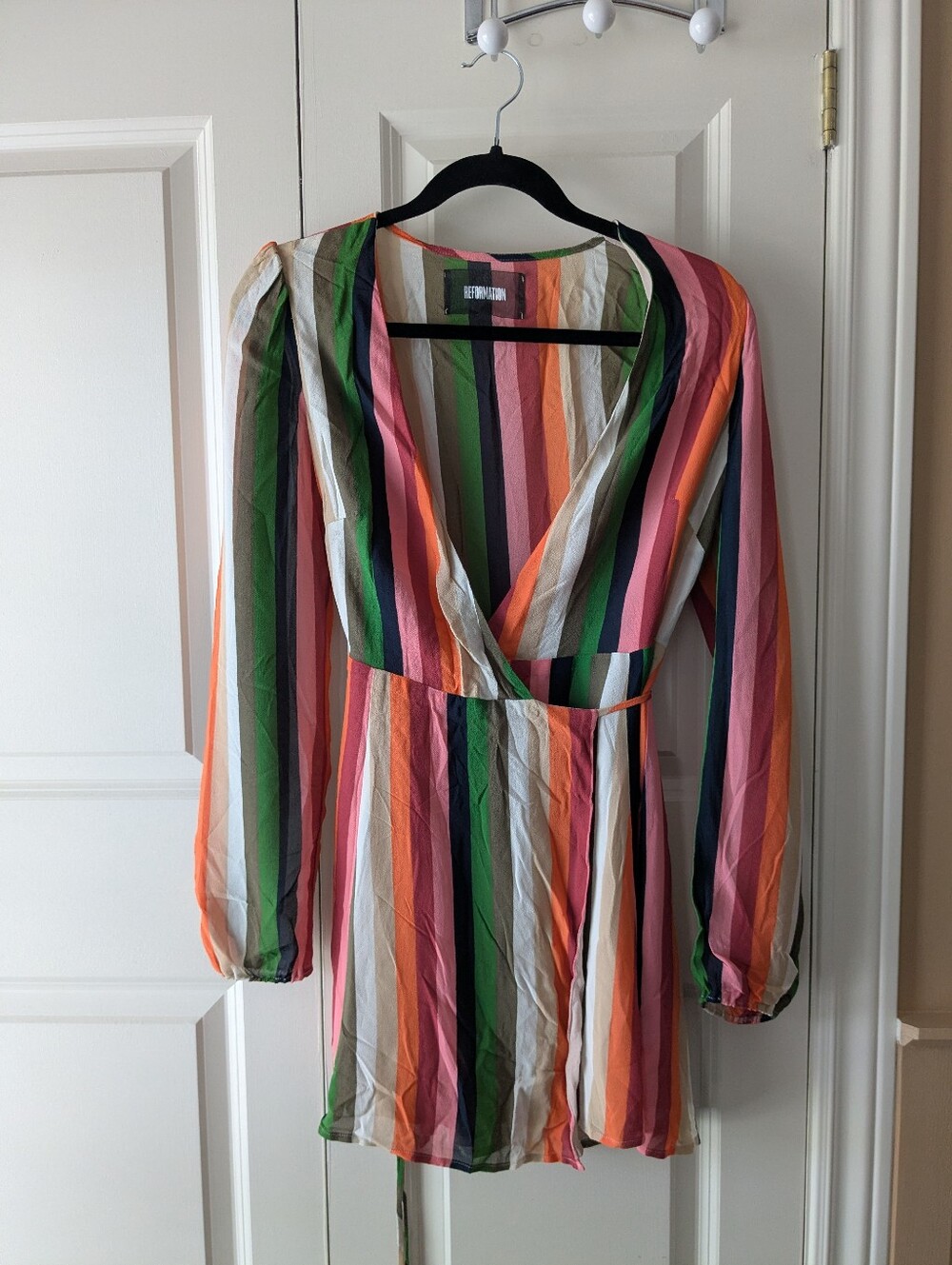 Reformation Striped Mini Dress/ Wrap Dress (Circa 2010s)